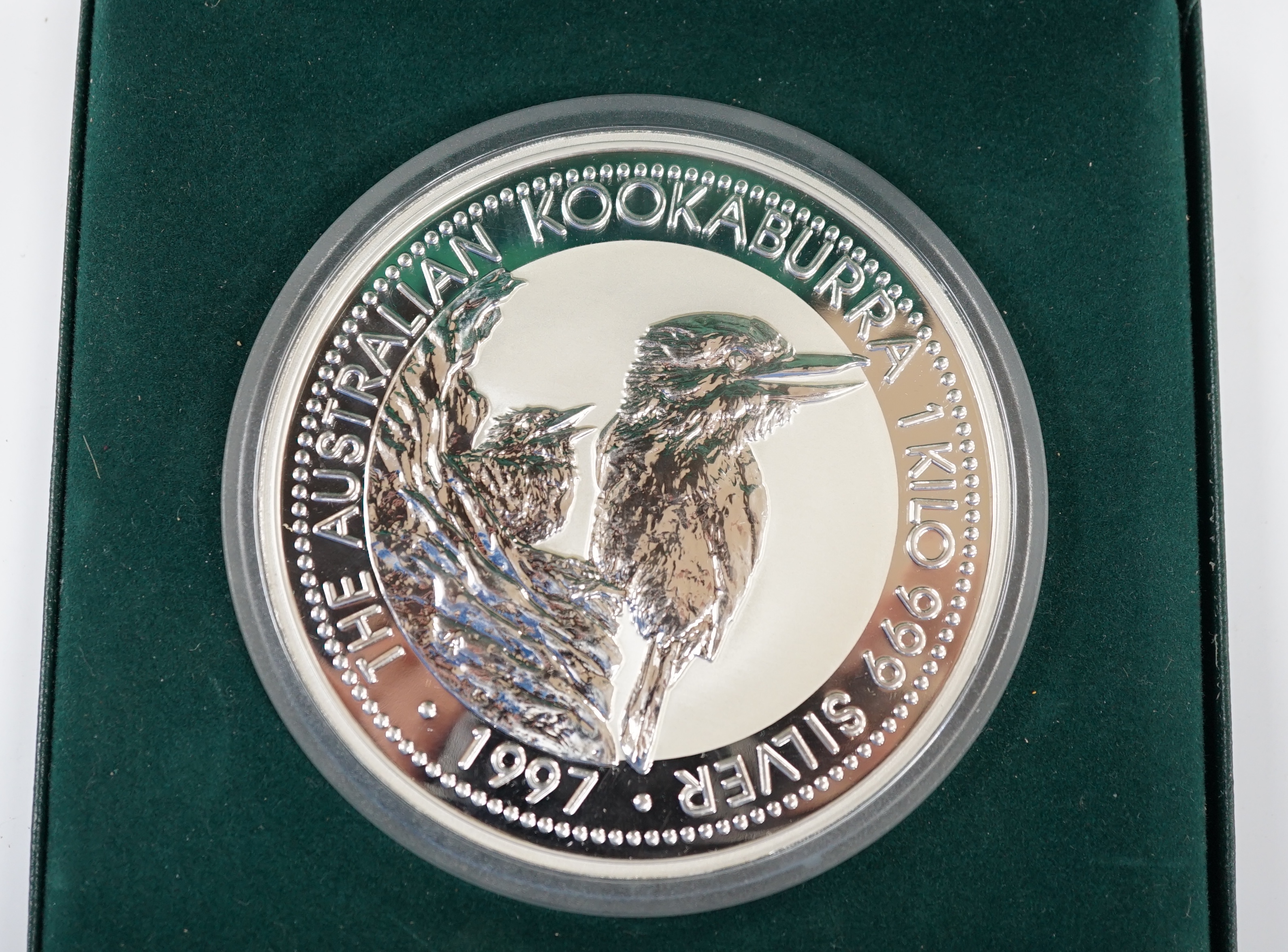 Australia coins, 999 standard silver 1kg kookaburra $30 coin, cased with certificate